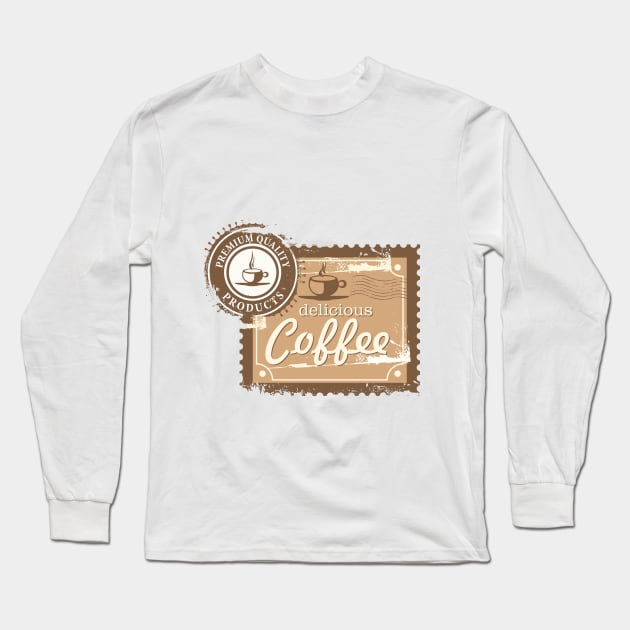 Vintage Coffee stamp design Long Sleeve T-Shirt by Muse